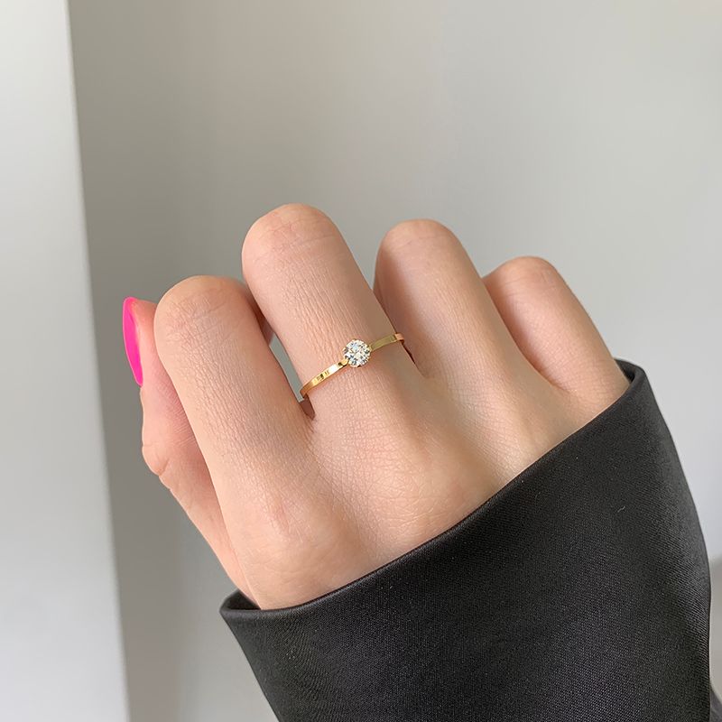 https://m.clubbella.co/product/molten-rose-gold-solitary-ring/ Molten gold minimal zircon ring 7